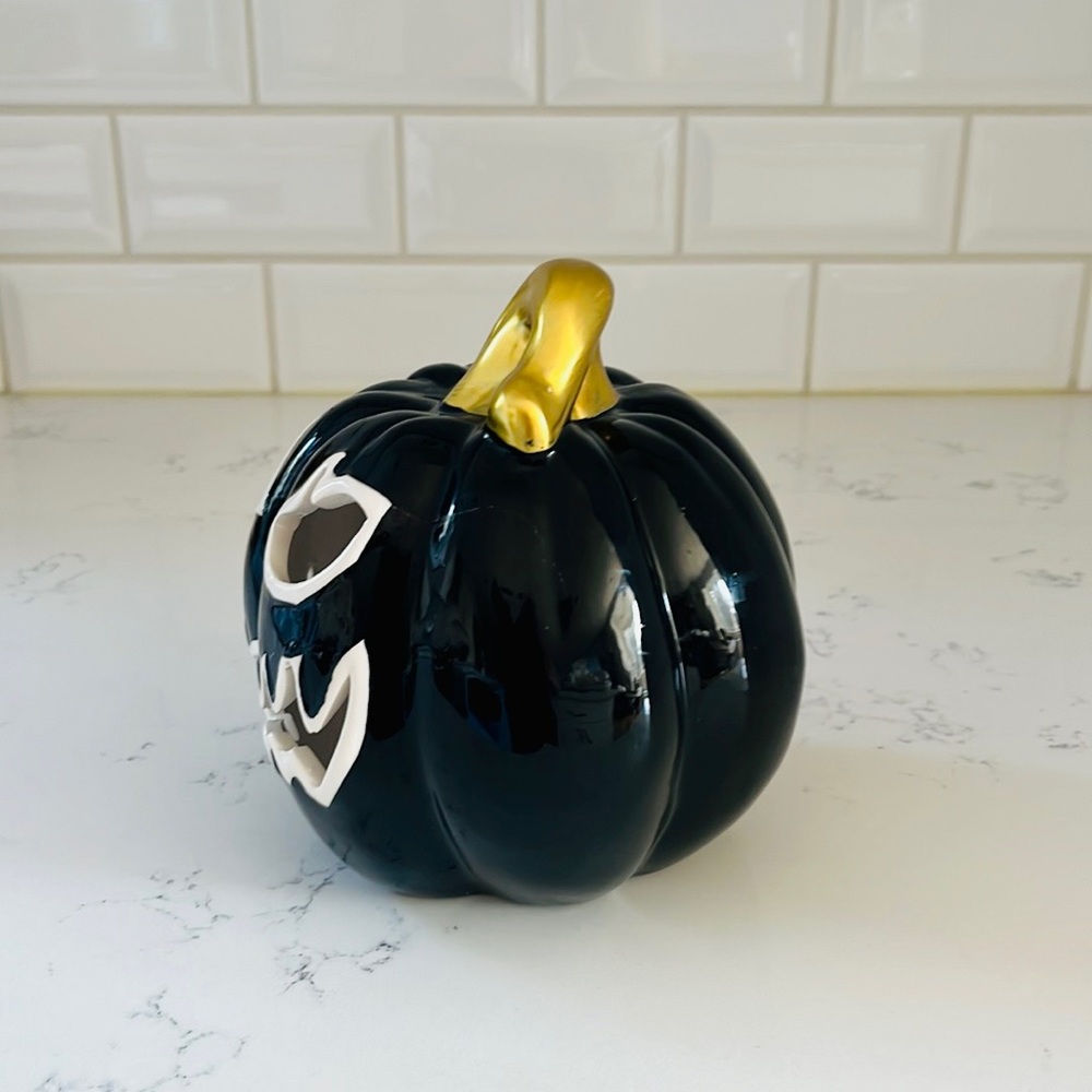 Rite Aid Black Ceramic Light Up Jack O Lantern Pumpkin 🎃 - Picture 4 of 11
